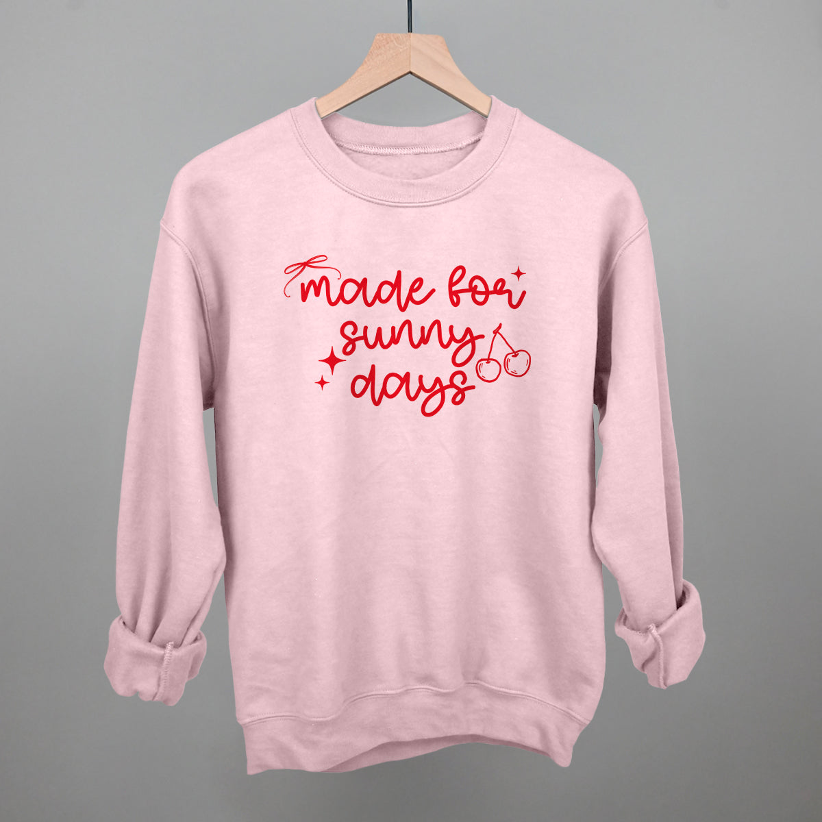 Made For Sunny Days Summer graphic crewneck sweatshirt in Light Pink