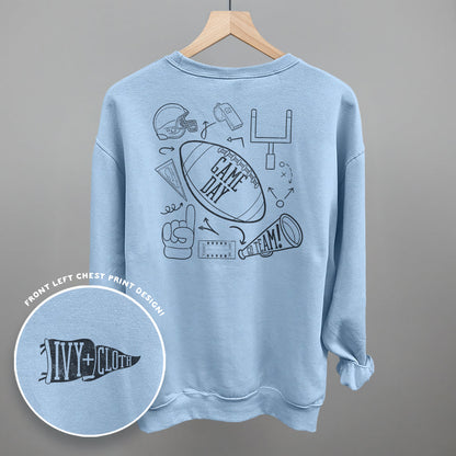 Game Day Football graphic top in Light Blue