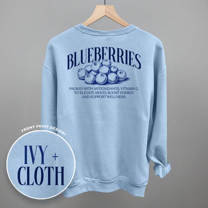Blueberry Wellness (Back Print) Funny Sweatshirt in Light Blue – Ivy + Cloth