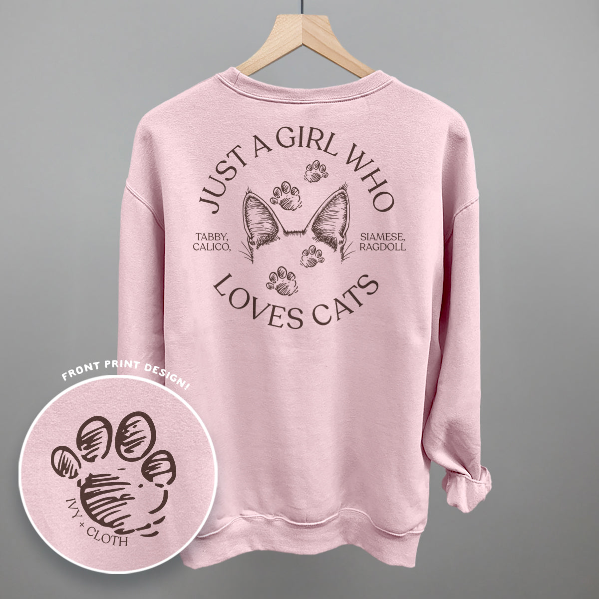 Just A Girl Who Loves Cats graphic top in Light Pink