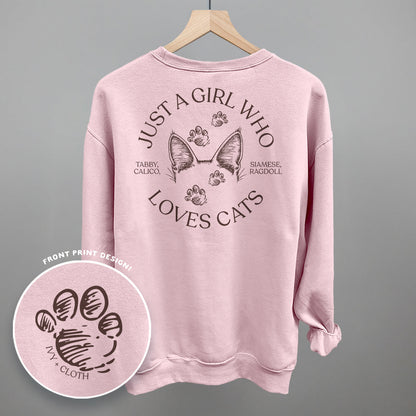 Just A Girl Who Loves Cats graphic top in Light Pink