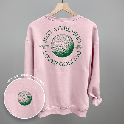 Just A Girl Who Loves Golfing (Back Print) Funny Shirt & Sweatshirt in Light Pink – Ivy + Cloth