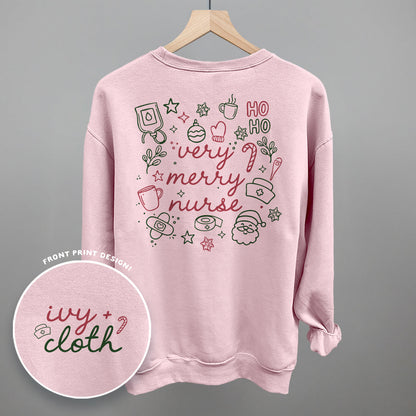Very Merry Nurse Doodles (Back Print) Funny Shirt & Sweatshirt in Light Pink – Ivy + Cloth