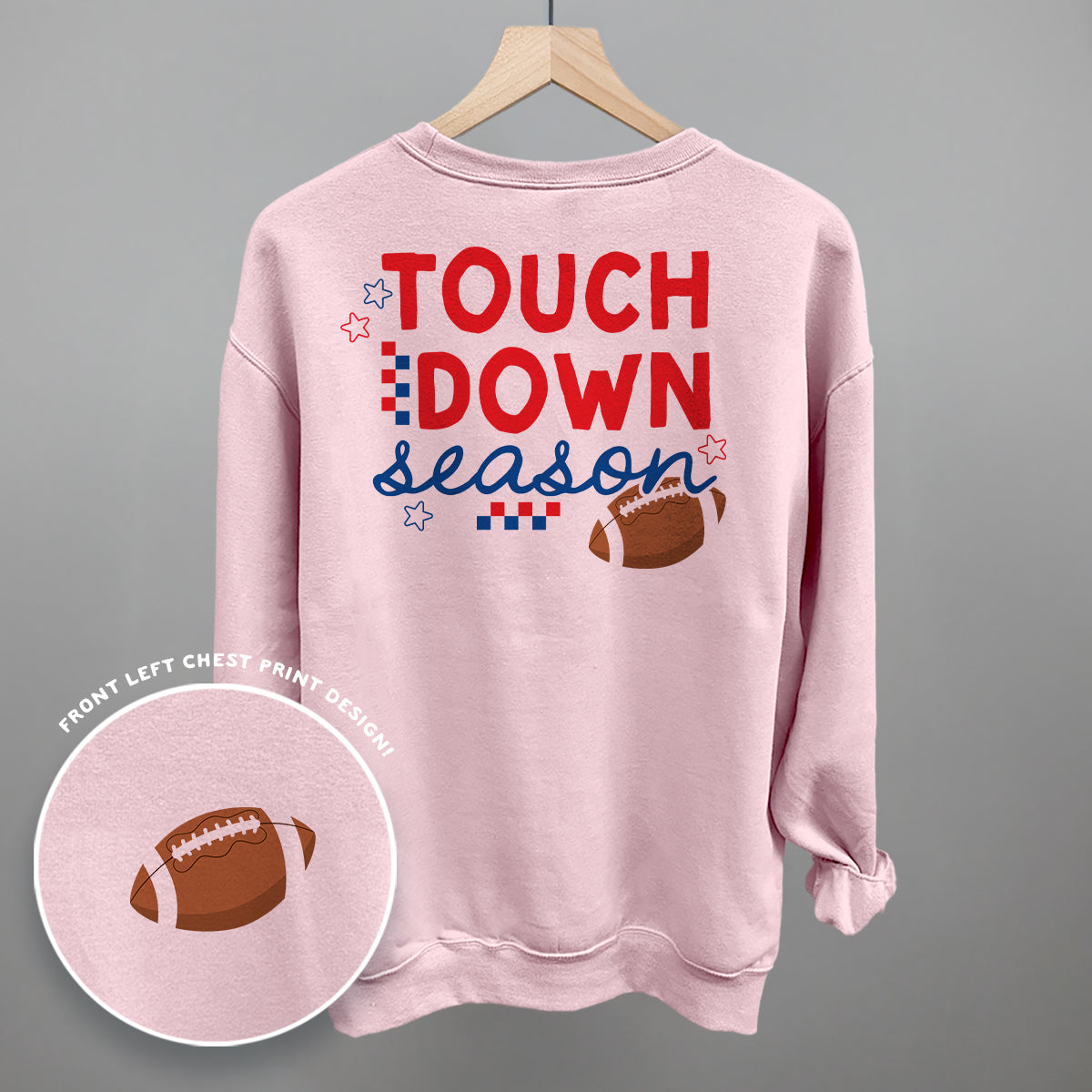 Touchdown Season Red And Blue (Back Print) Funny Sweatshirt in Light Pink – Ivy + Cloth