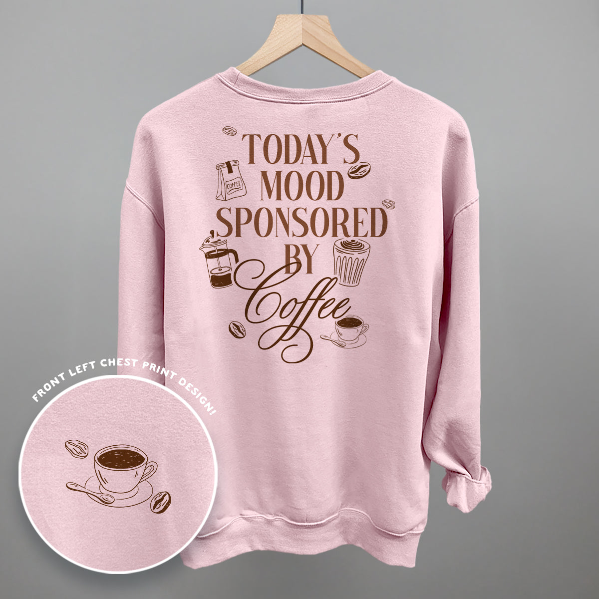 Mood Sponsored By Coffee graphic top in Light Pink