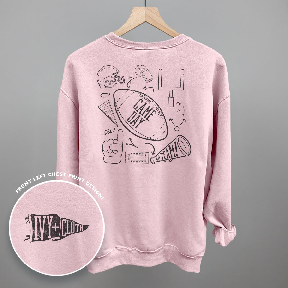 Game Day Football graphic top in Light Pink