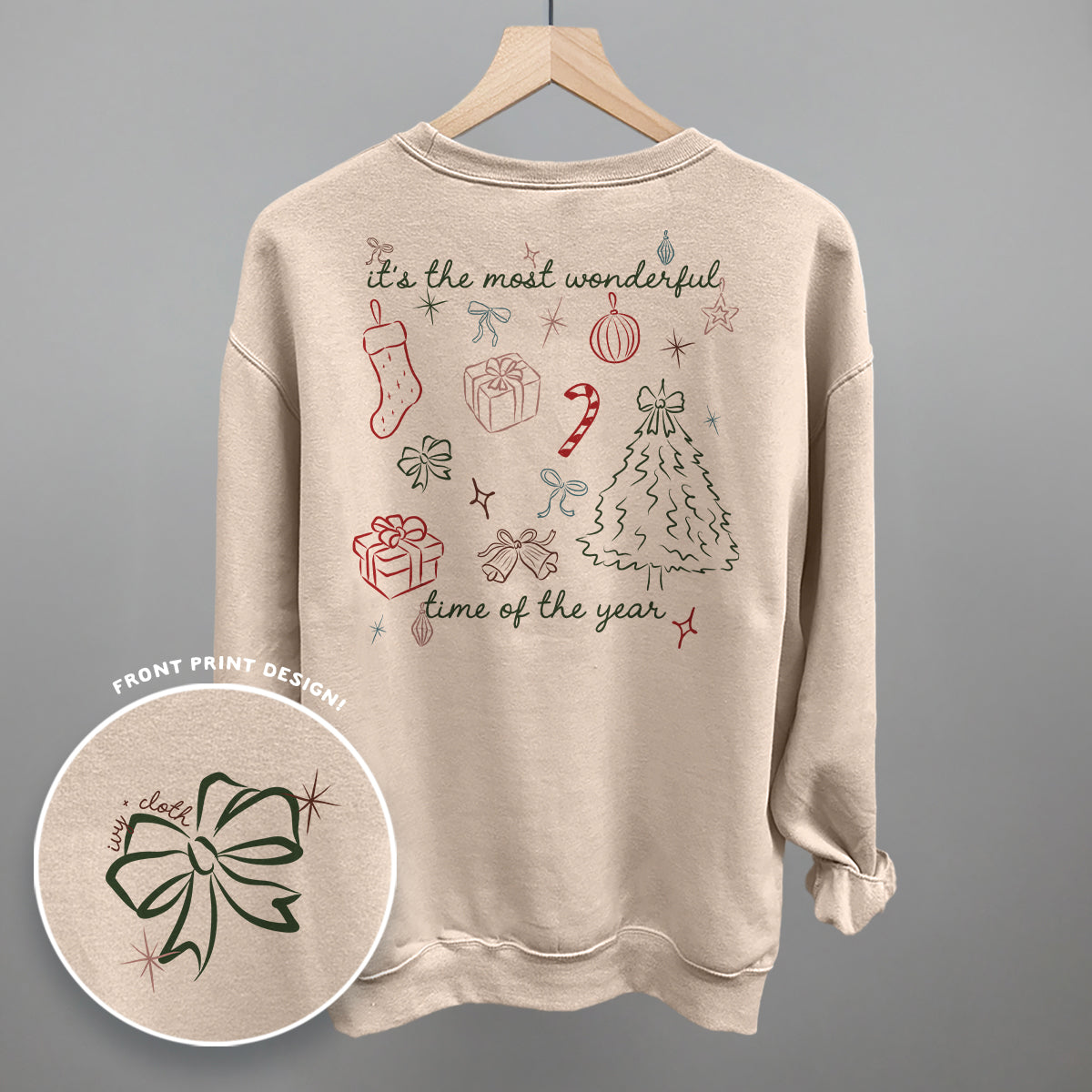 Wonderful Time Doodles (Back Print) Funny Sweatshirt in Sandstone – Ivy + Cloth