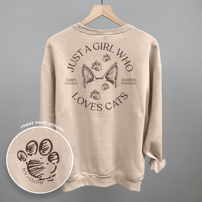 Just A Girl Who Loves Cats graphic top in Sandstone