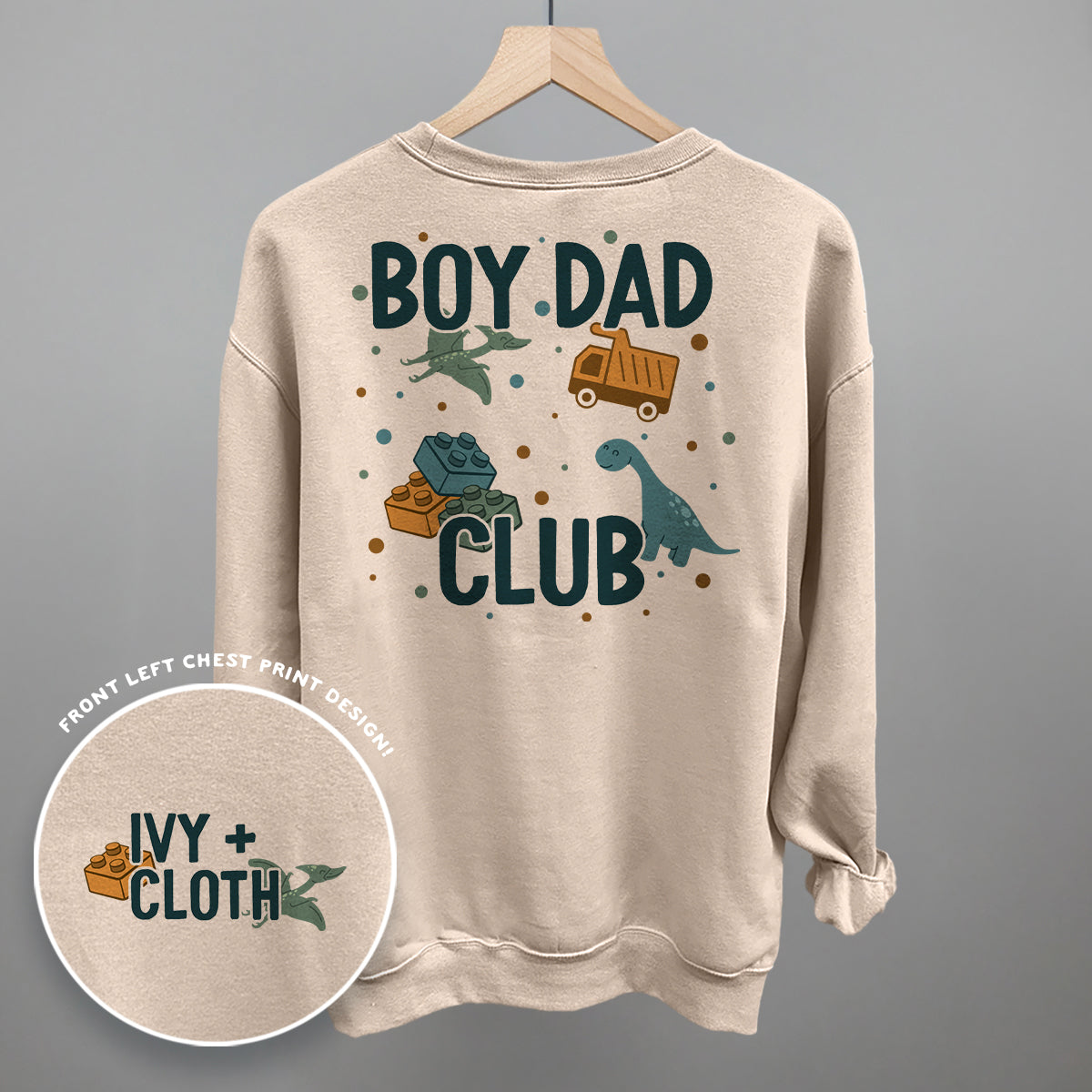 Boy Dad Club Doodles (Back Print) Funny Sweatshirt in Sandstone – Ivy + Cloth