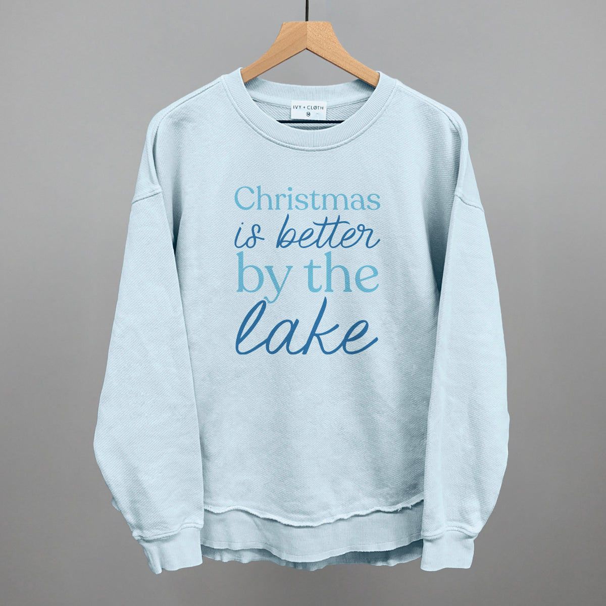 Christmas Is Better By The Lake Funny Oversized Terry Poncho in Nantucket Breeze – Ivy + Cloth