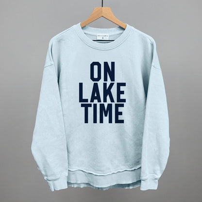 On Lake Time Block Letters Funny Oversized Terry Poncho in Nantucket Breeze – Ivy + Cloth