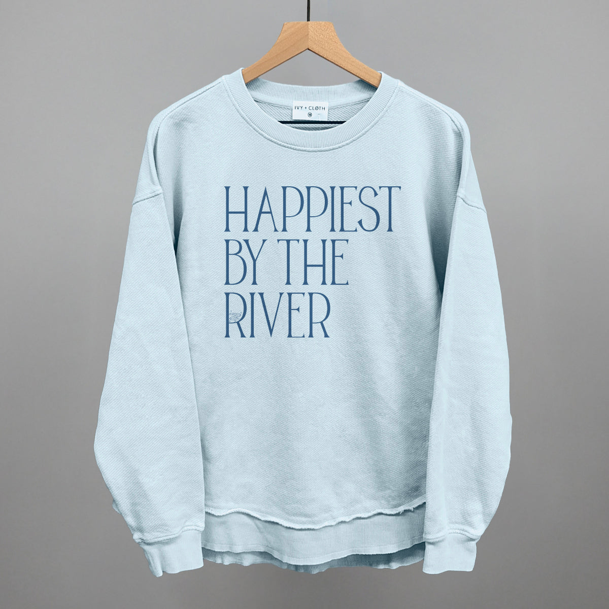 Happiest By The River Funny Oversized Terry Poncho in Nantucket Breeze – Ivy + Cloth