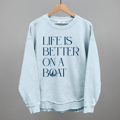 Life Is Better On A Boat graphic top in Nantucket Breeze