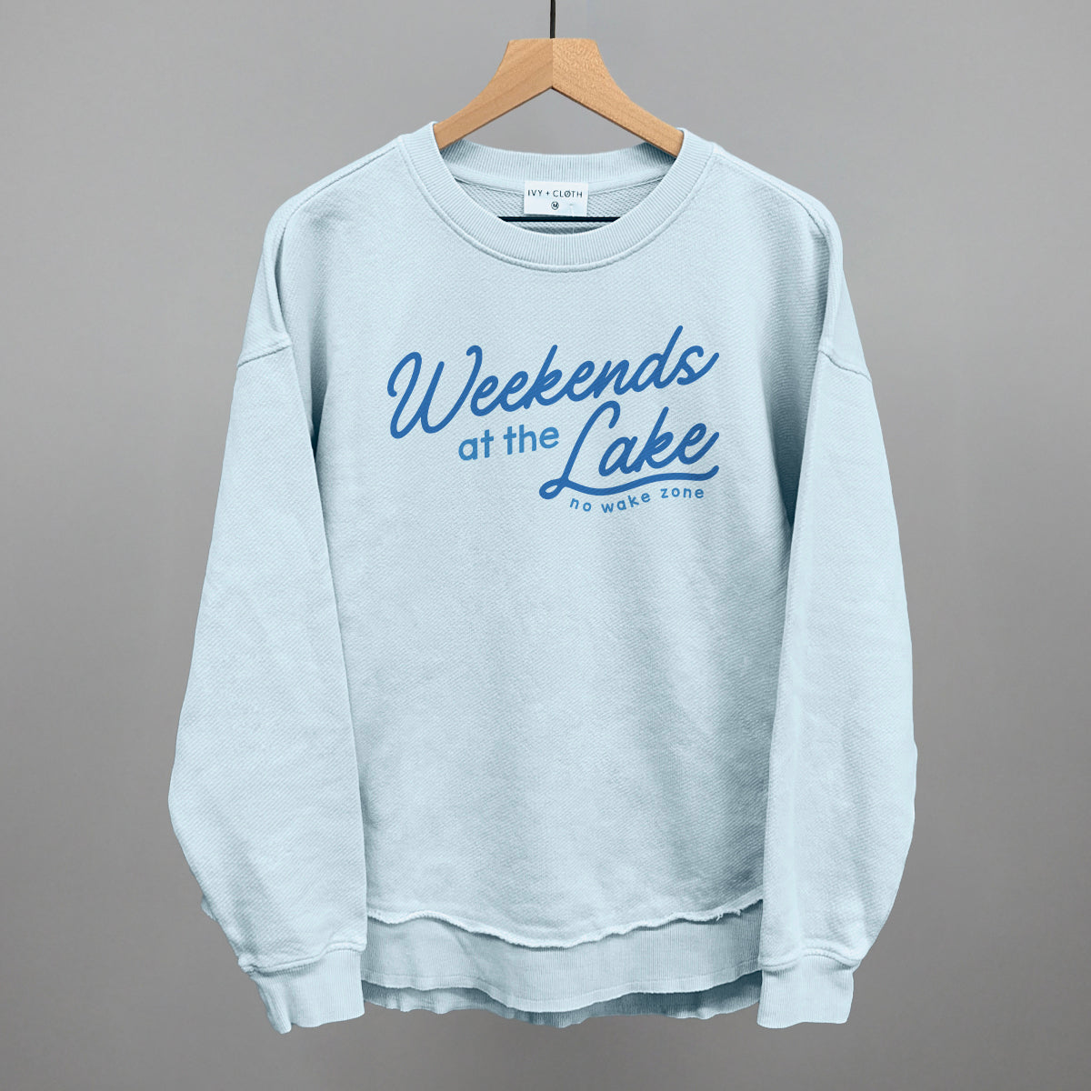 Weekends At The Lake Blue Funny Oversized Terry Poncho in Nantucket Breeze – Ivy + Cloth