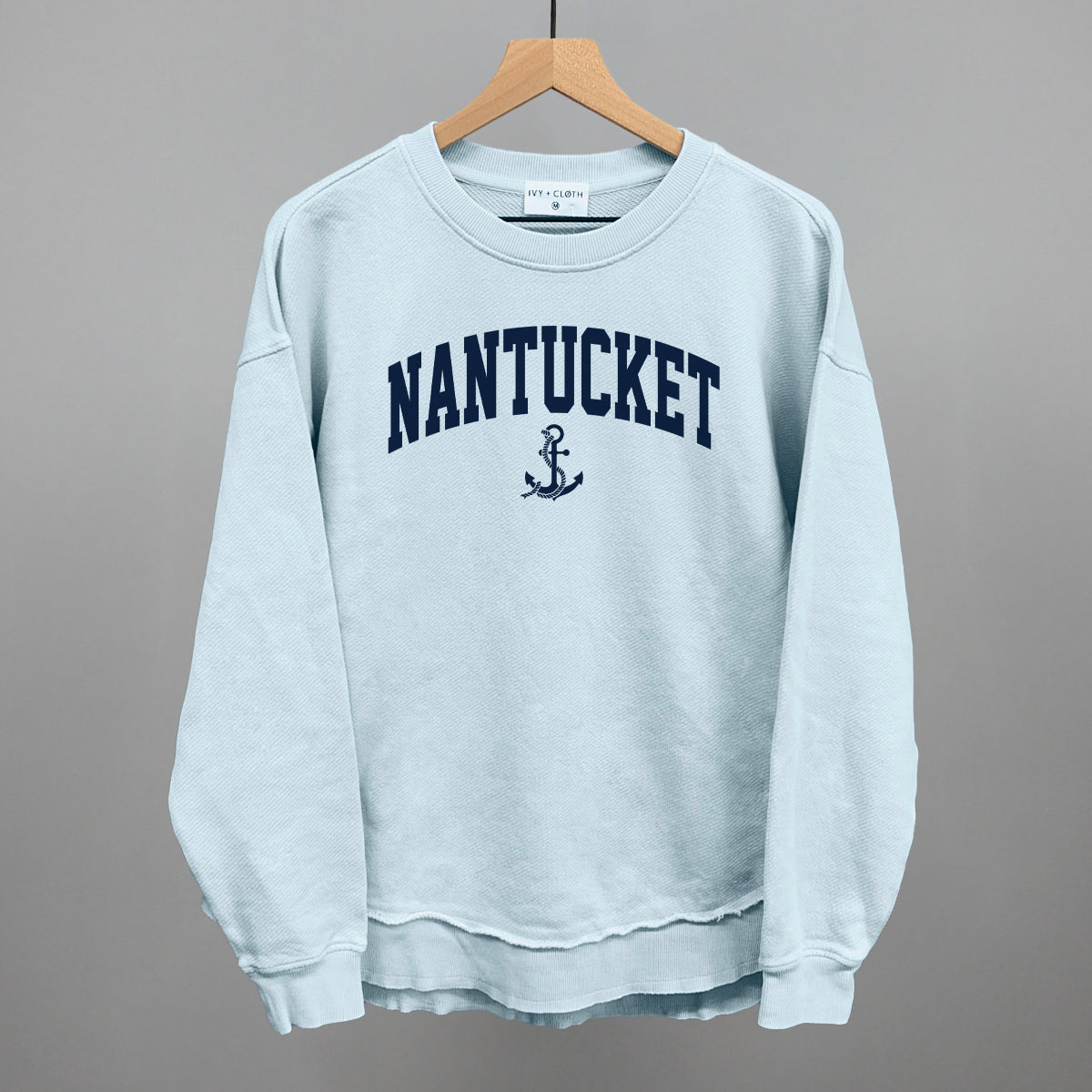 Nantucket Arch And Anchor Funny Oversized Terry Poncho in Nantucket Breeze – Ivy + Cloth