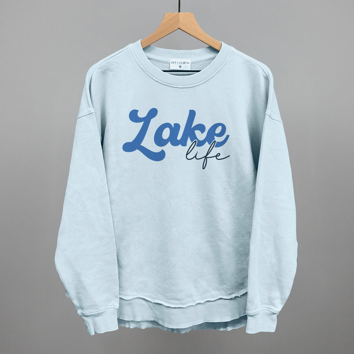 Lake Life Script Funny Oversized Terry Poncho in Nantucket Breeze – Ivy + Cloth