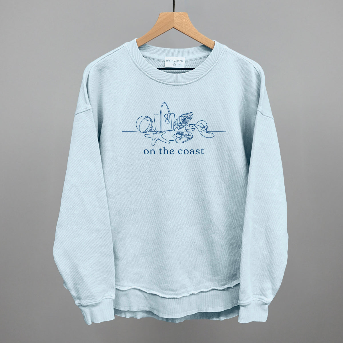On The Coast Continuous Doodle Funny Oversized Terry Poncho in Nantucket Breeze – Ivy + Cloth