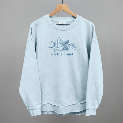 On The Coast Continuous Doodle Funny Oversized Terry Poncho in Nantucket Breeze – Ivy + Cloth