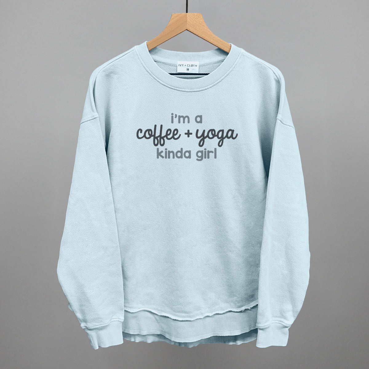 I'm A Coffee + Yoga Kinda Girl graphic top in Nantucket Breeze