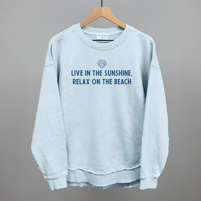 Live In The Sunshine, Relax On The Beach graphic top in Nantucket Breeze