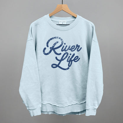 River Life (Distressed Script) Funny Oversized Terry Poncho in Nantucket Breeze – Ivy + Cloth