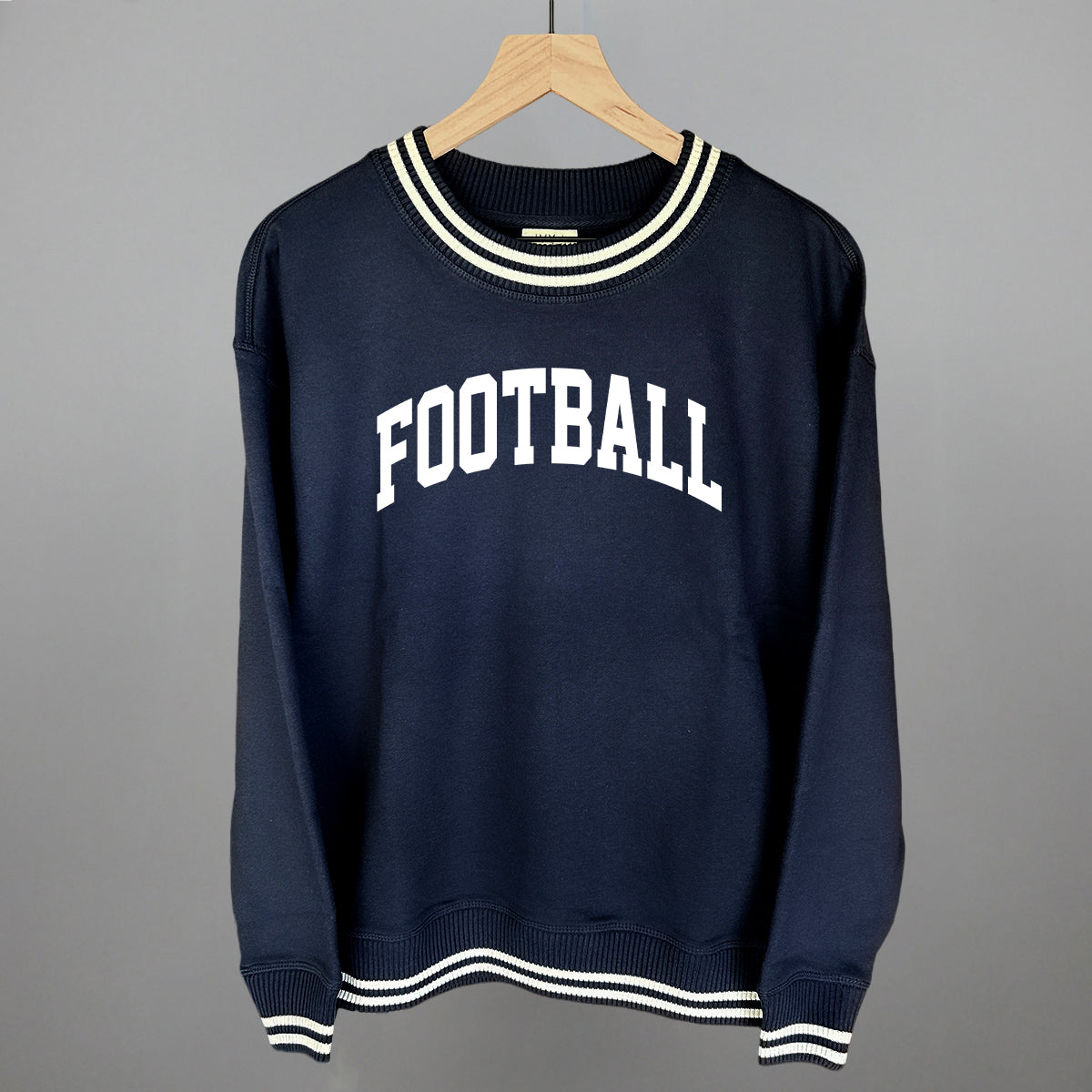 Football Arch (White) Funny Oversized Varsity Crewneck Sweatshirt in Navy – Ivy + Cloth