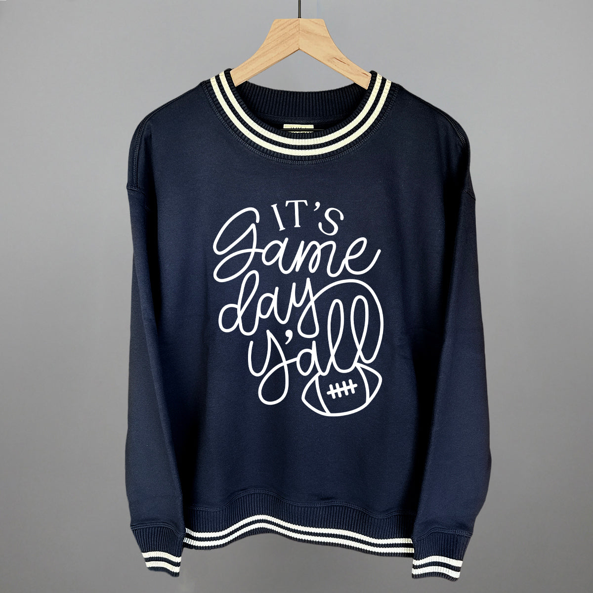 It's Game Day Y'all Football graphic top in Navy