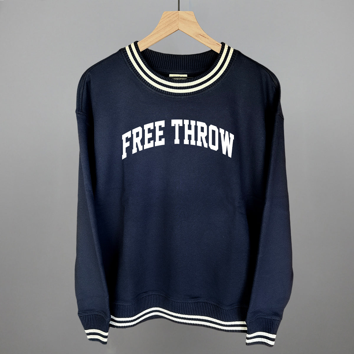 Free Throw Arch Funny Oversized Varsity Crewneck Sweatshirt in Navy – Ivy + Cloth
