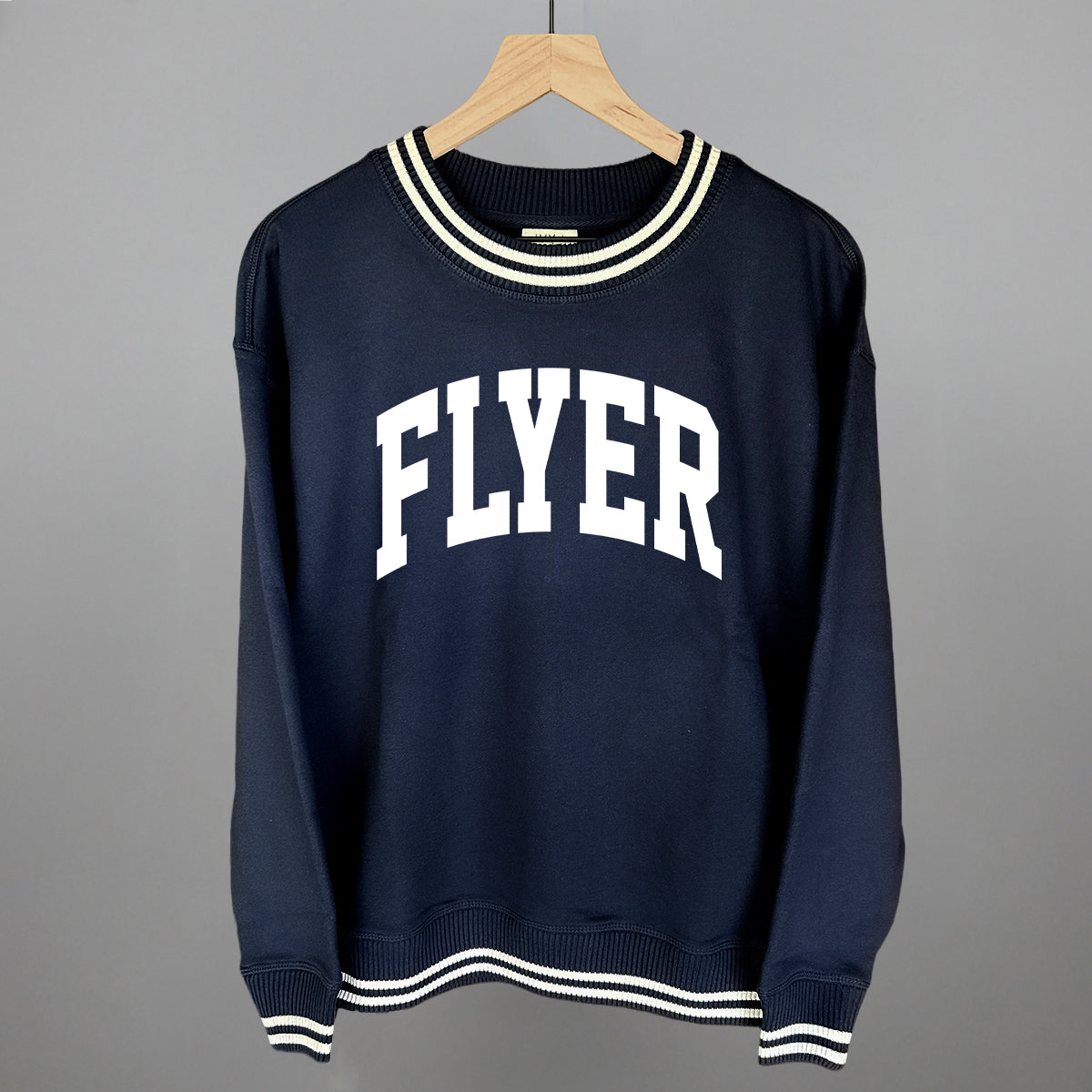 Flyer Arch Funny Oversized Varsity Crewneck Sweatshirt in Navy – Ivy + Cloth