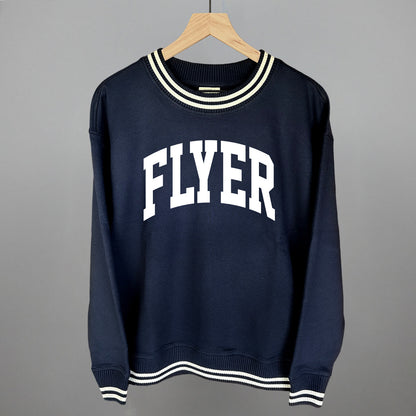 Flyer Arch Funny Oversized Varsity Crewneck Sweatshirt in Navy – Ivy + Cloth