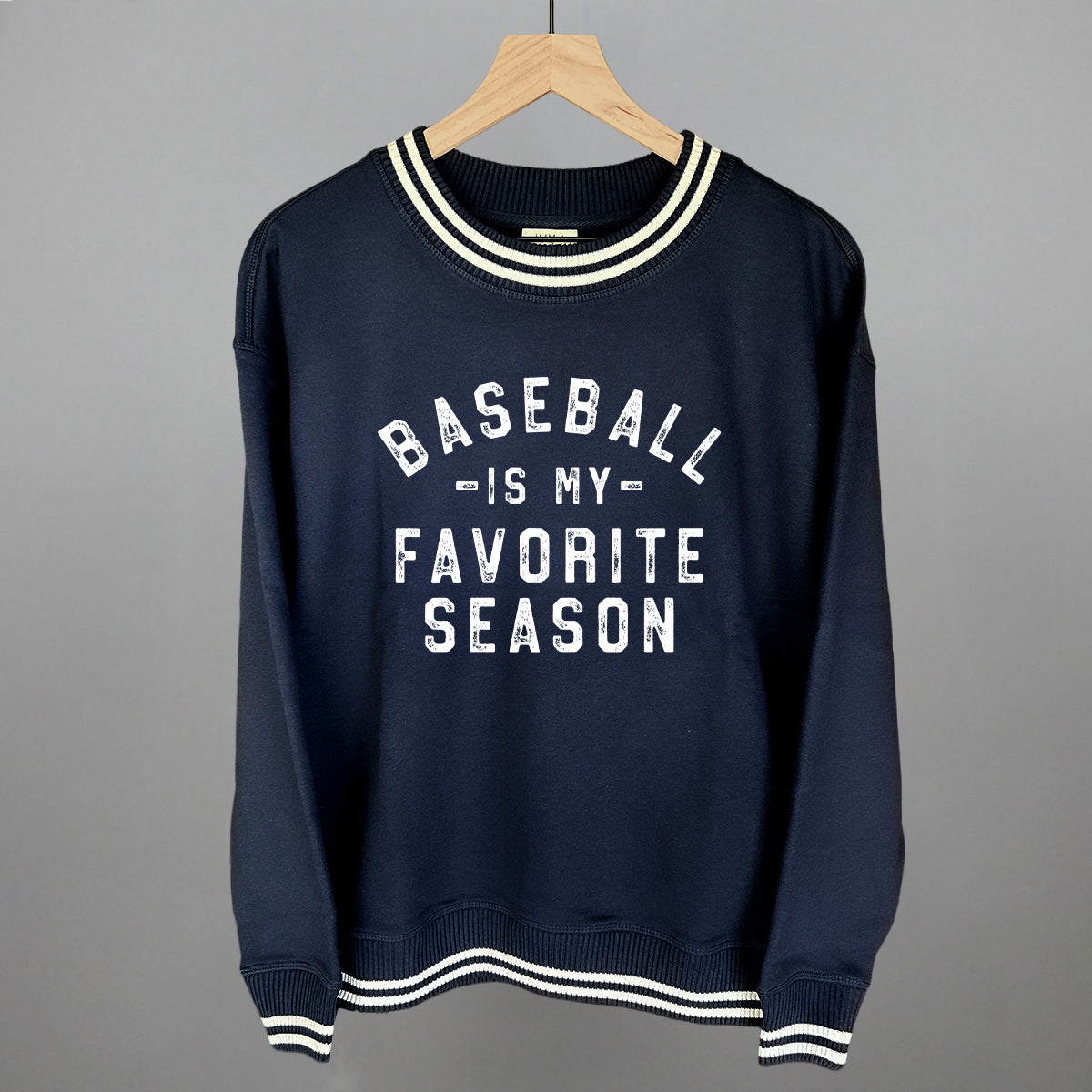 Baseball Is My Favorite Season Funny Oversized Varsity Crewneck Sweatshirt in Navy – Ivy + Cloth