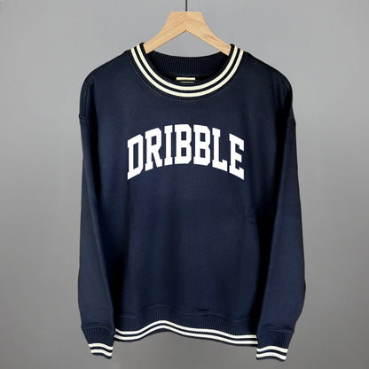 Dribble Arch Funny Oversized Varsity Crewneck Sweatshirt in Navy – Ivy + Cloth