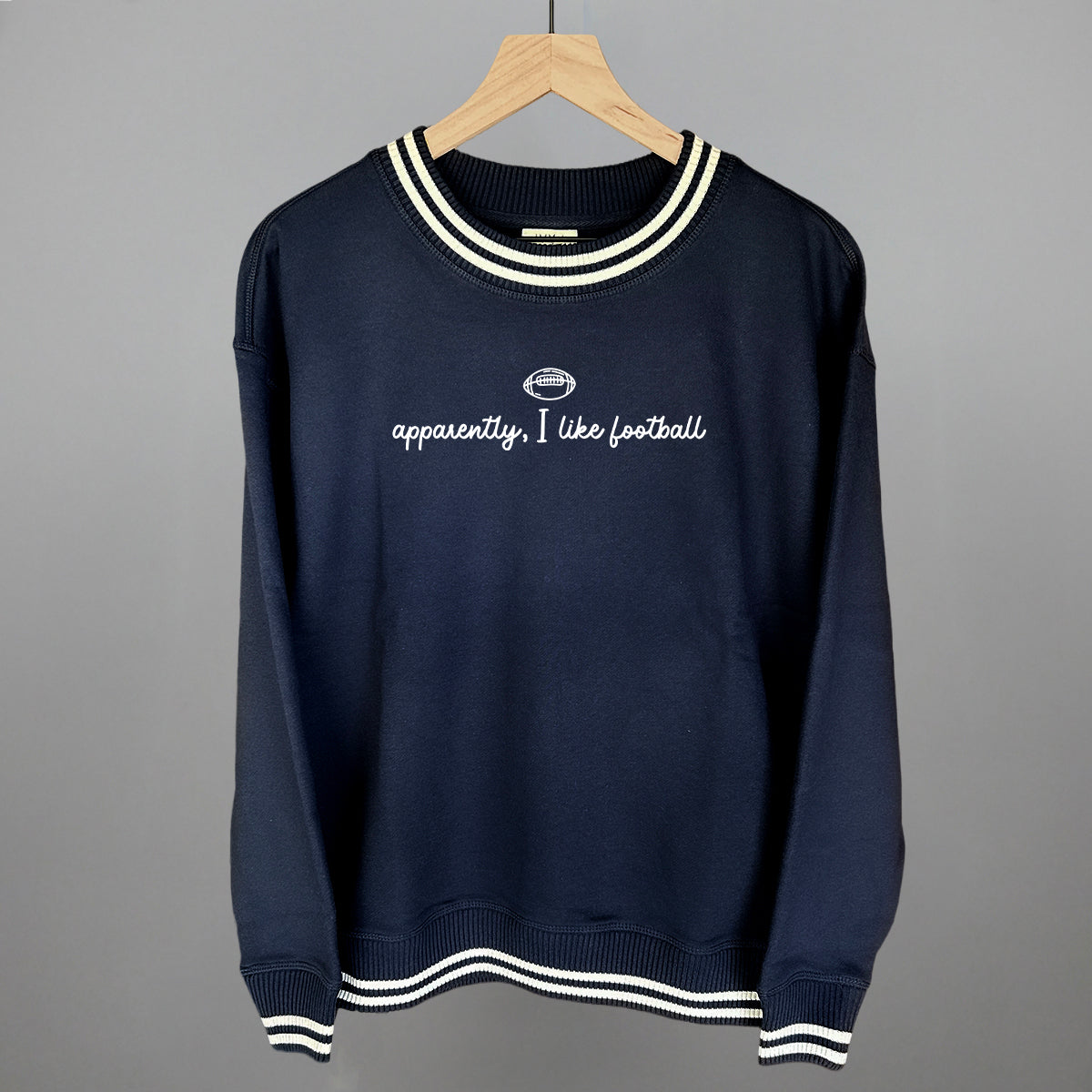 Apparently I Like Football graphic top in Navy