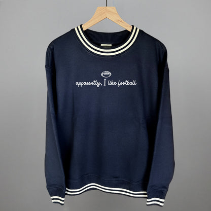 Apparently I Like Football graphic top in Navy