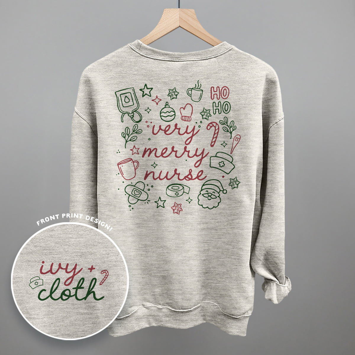 Very Merry Nurse Doodles (Back Print) Funny Sweatshirt in Oatmeal – Ivy + Cloth