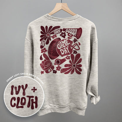 Floral Game Day Football graphic top in Oatmeal