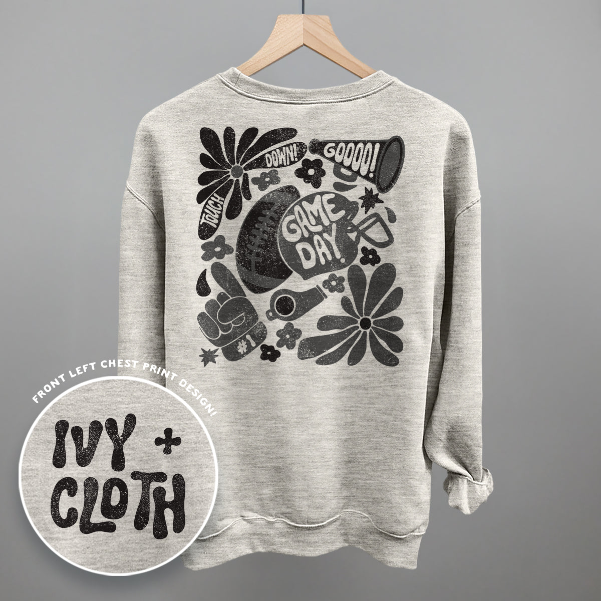 Floral Game Day Football graphic top in Oatmeal