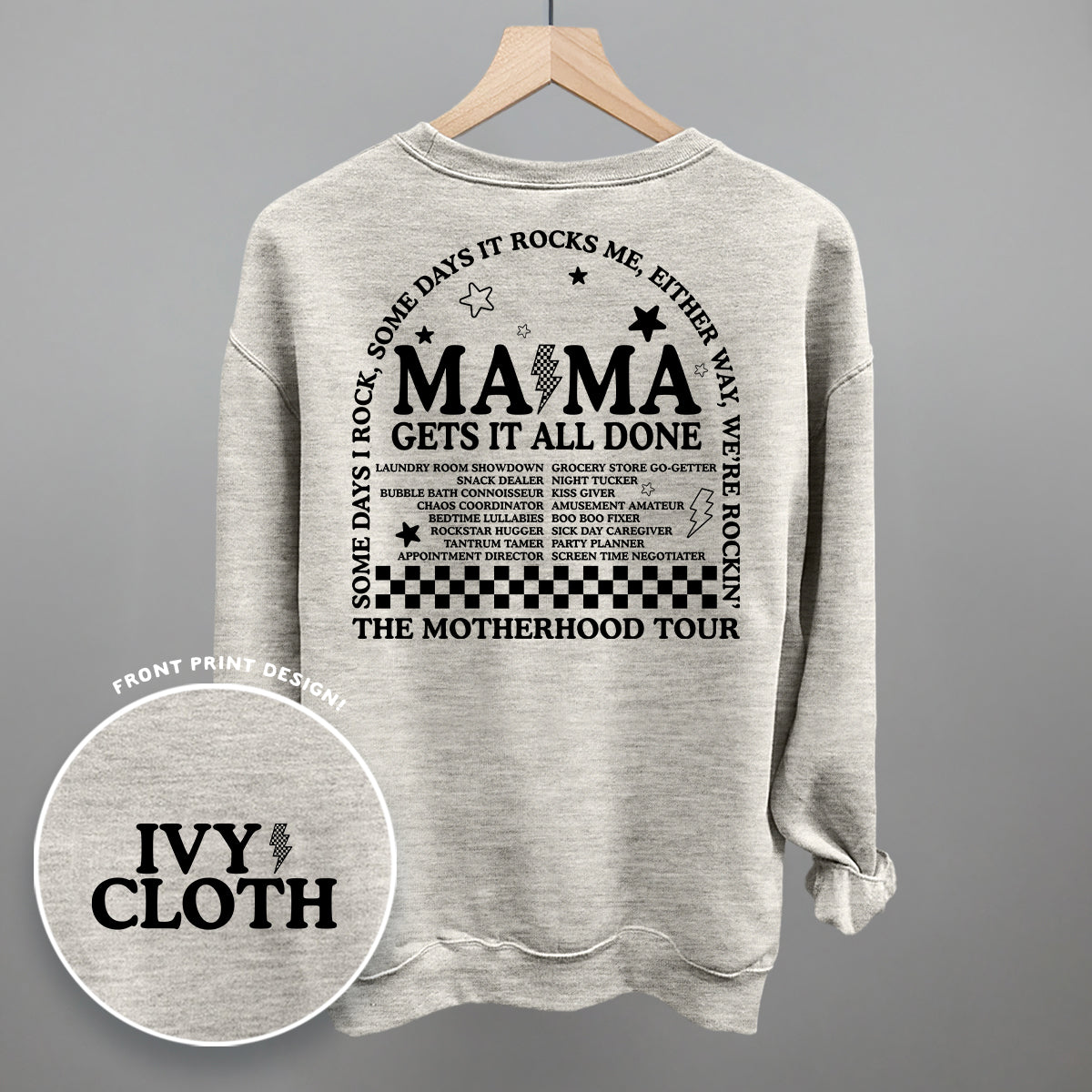 The Motherhood Tour (Back Print) Funny Sweatshirt in Oatmeal – Ivy + Cloth