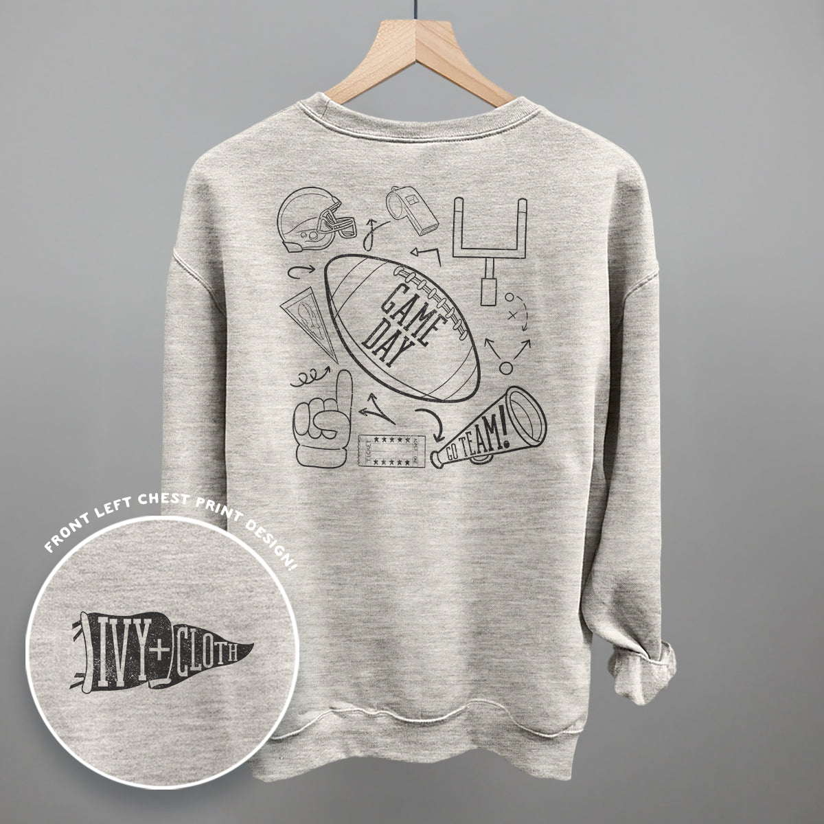 Game Day Football graphic top in Oatmeal