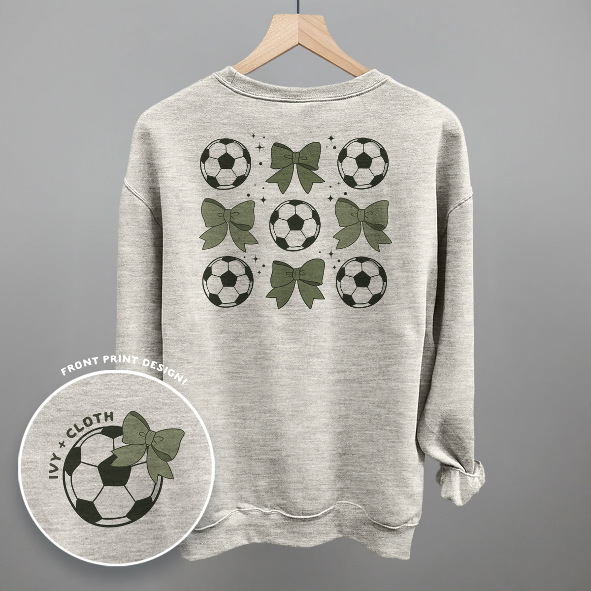Soccer Balls And Bows (Back Print) Funny Sweatshirt in Oatmeal – Ivy + Cloth