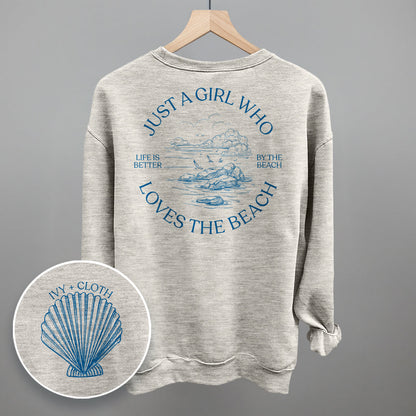 Just A Girl Who Loves The Beach graphic top in Oatmeal