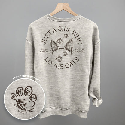 Just A Girl Who Loves Cats graphic top in Oatmeal