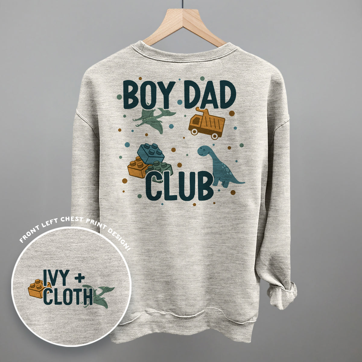 Boy Dad Club Doodles (Back Print) Funny Sweatshirt in Oatmeal – Ivy + Cloth