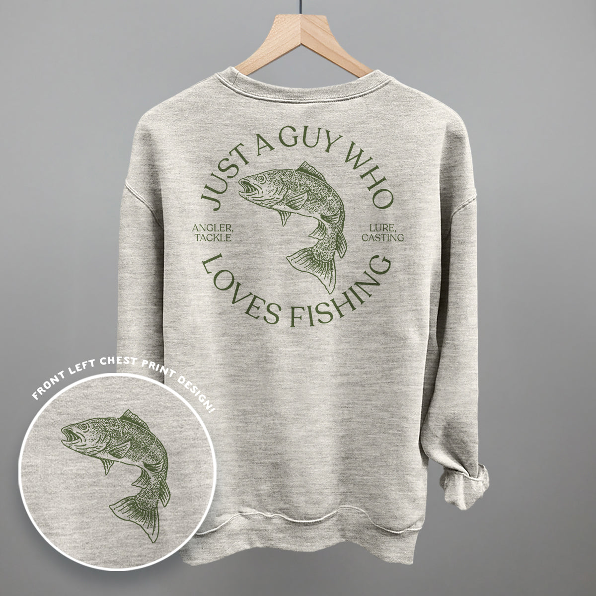 Just A Guy Who Loves Fishing (Back Print) Funny Sweatshirt in Oatmeal – Ivy + Cloth