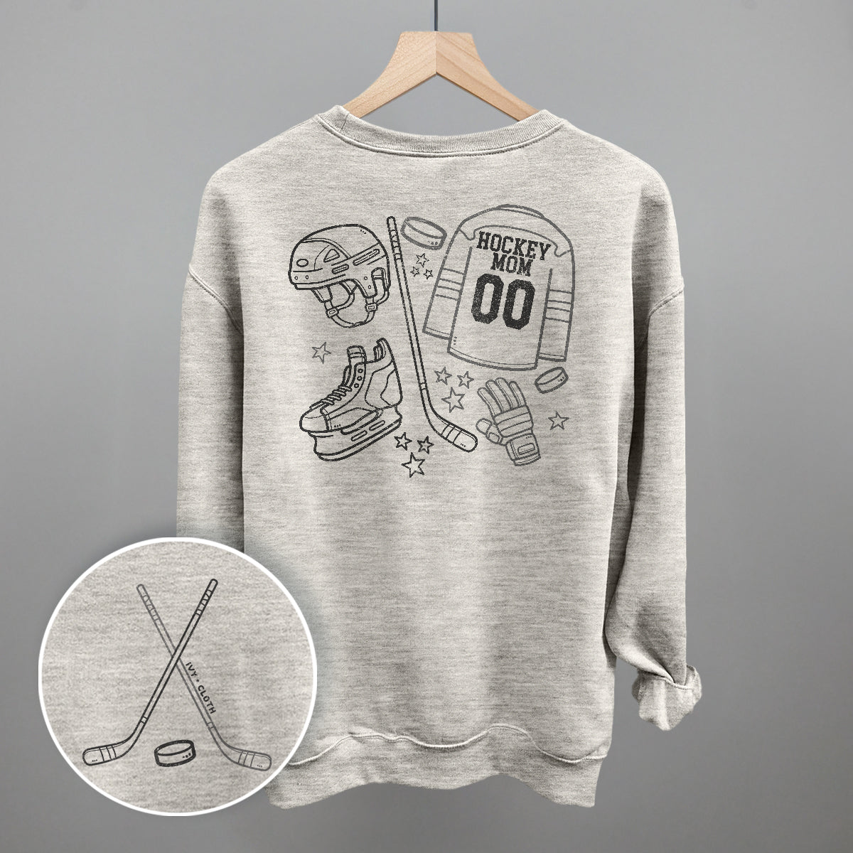 Hockey Mom Doodle (Back Print) Funny Sweatshirt in Oatmeal – Ivy + Cloth