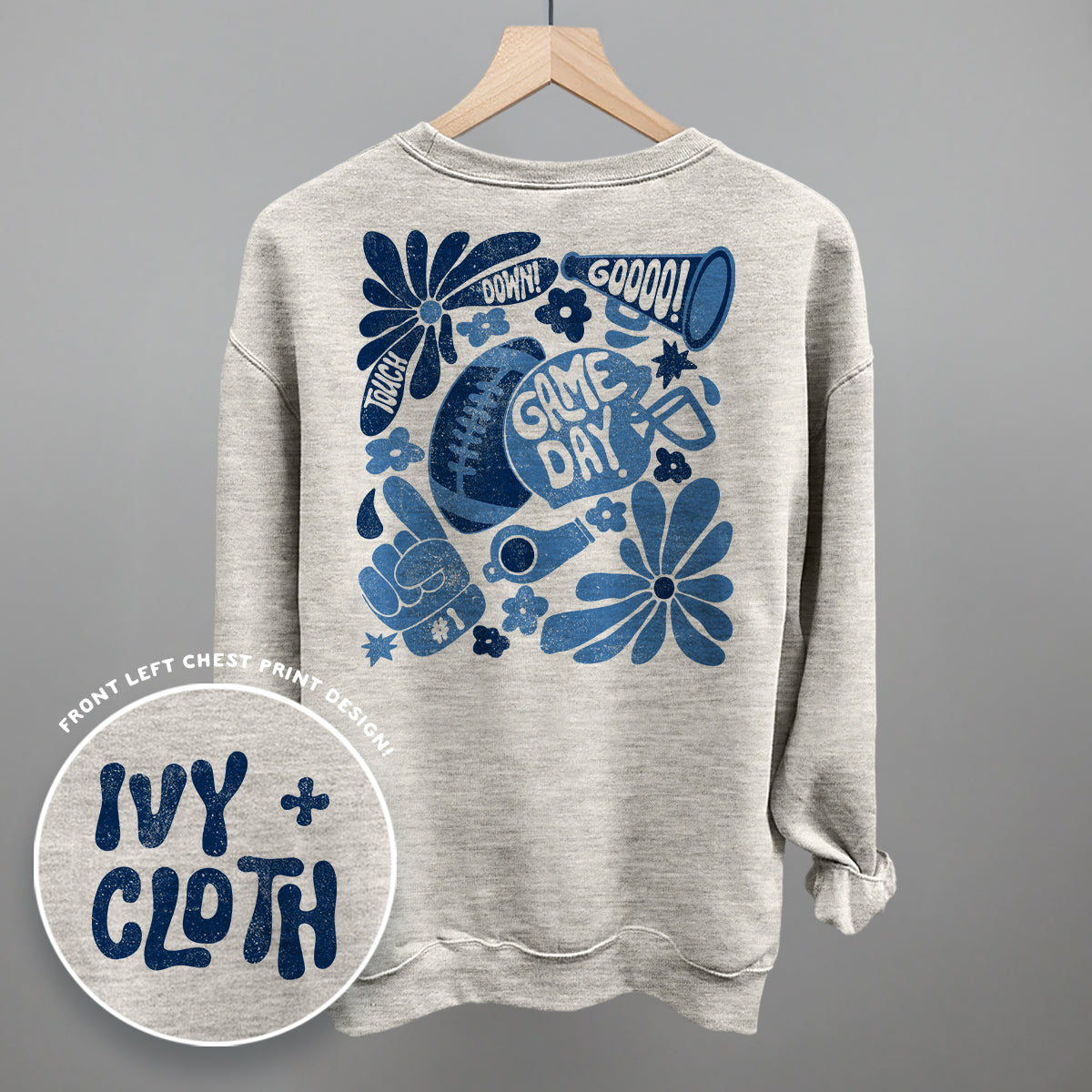 Floral Game Day Football graphic top in Oatmeal