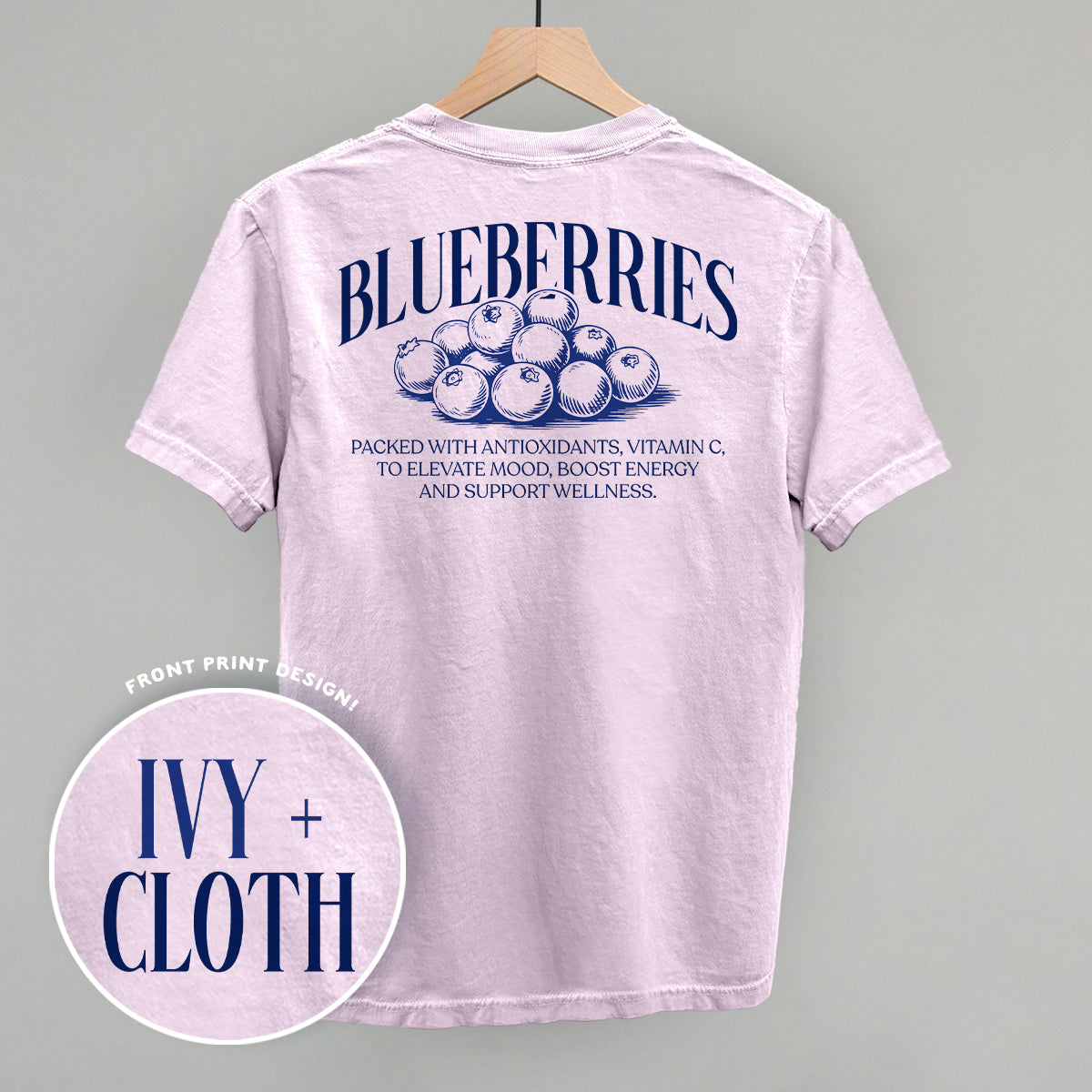 Blueberry Wellness (Back Print) Funny Comfort Colors T-Shirt in Orchid – Ivy + Cloth