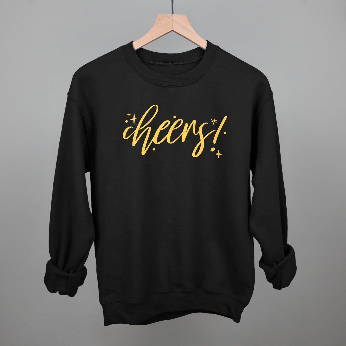 Cheers Gold Script + Sparkles Funny Sweatshirt in Black – Ivy + Cloth