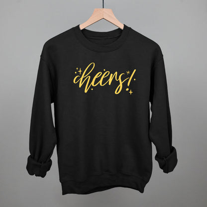 Cheers Gold Script + Sparkles Funny Sweatshirt in Black – Ivy + Cloth