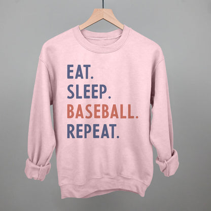 Eat Sleep Baseball Repeat Funny Sweatshirt in Light Pink – Ivy + Cloth